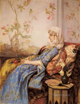 An Exotic Beauty In An Interior woman Auguste Toulmouche Oil Paintings